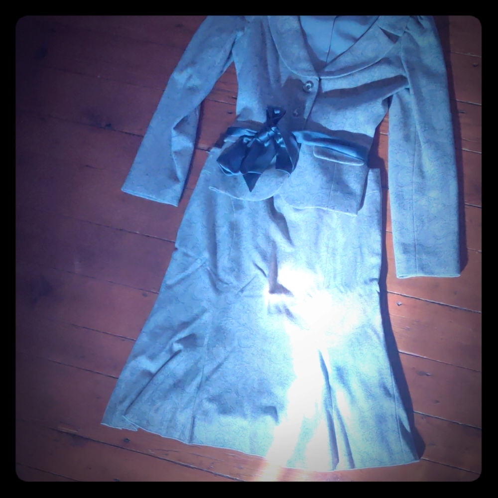 Gray black and white suit